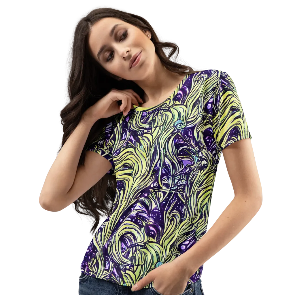 Acid Foliage on Women's Crew Neck T-Shirt — Left Front
