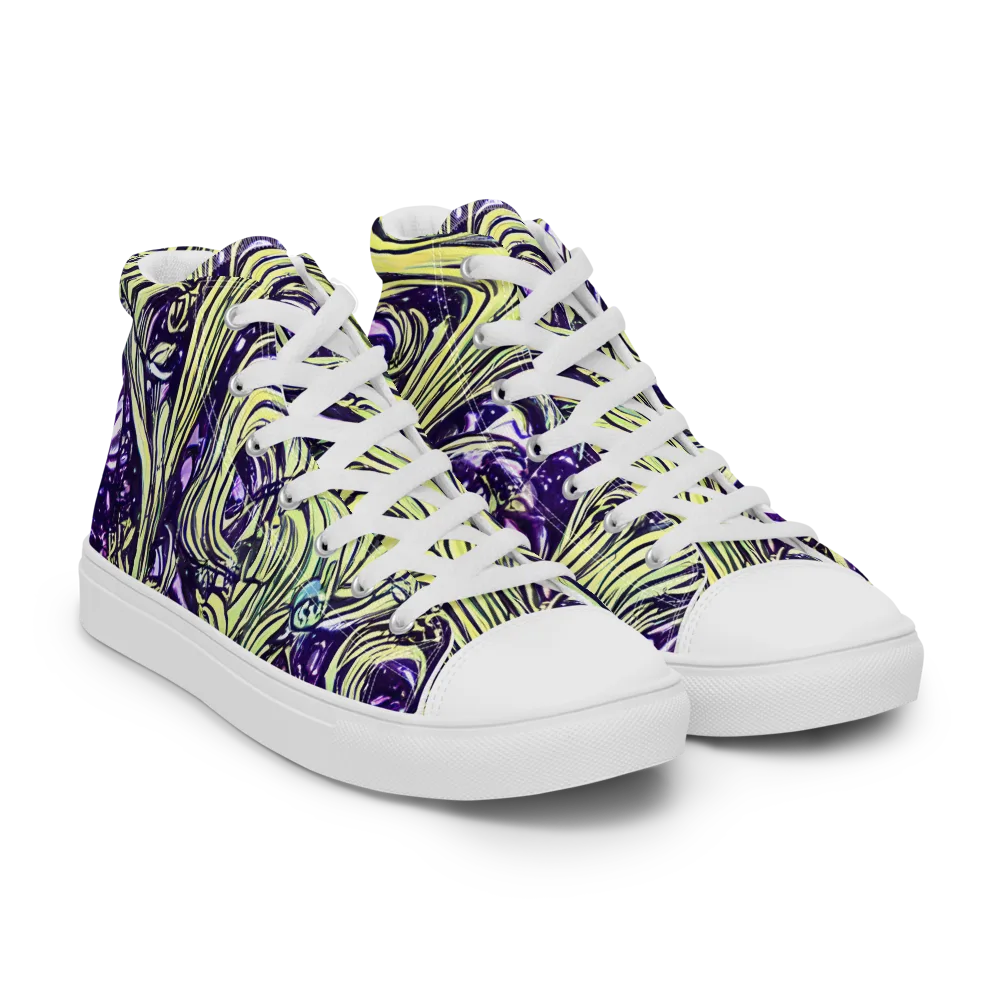 Acid Foliage on Women's High Top Canvas Shoes — Right Front