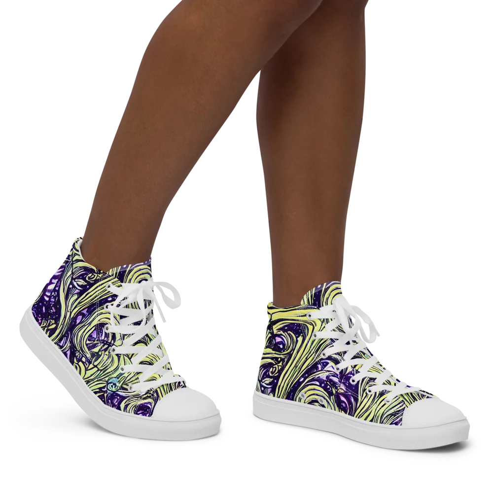 Acid Foliage on Women's High Top Canvas Shoes — Right