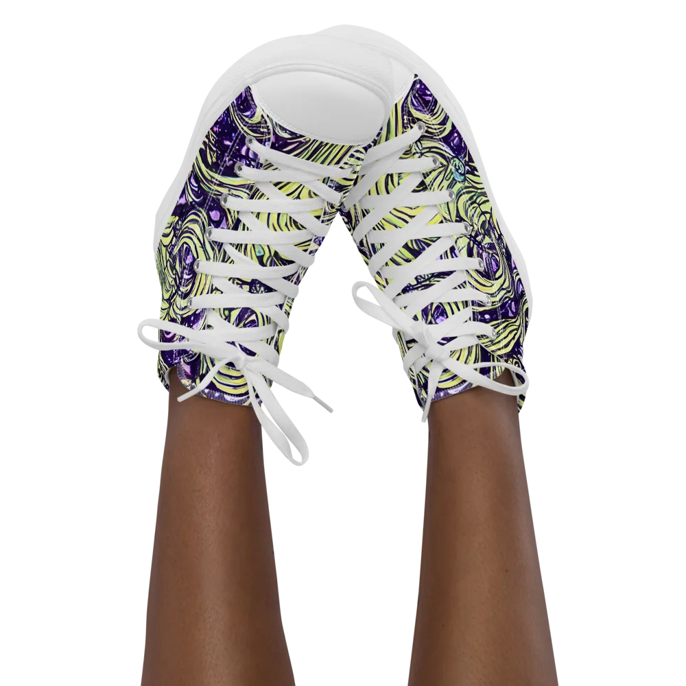 Acid Foliage on Women's High Top Canvas Shoes — Front