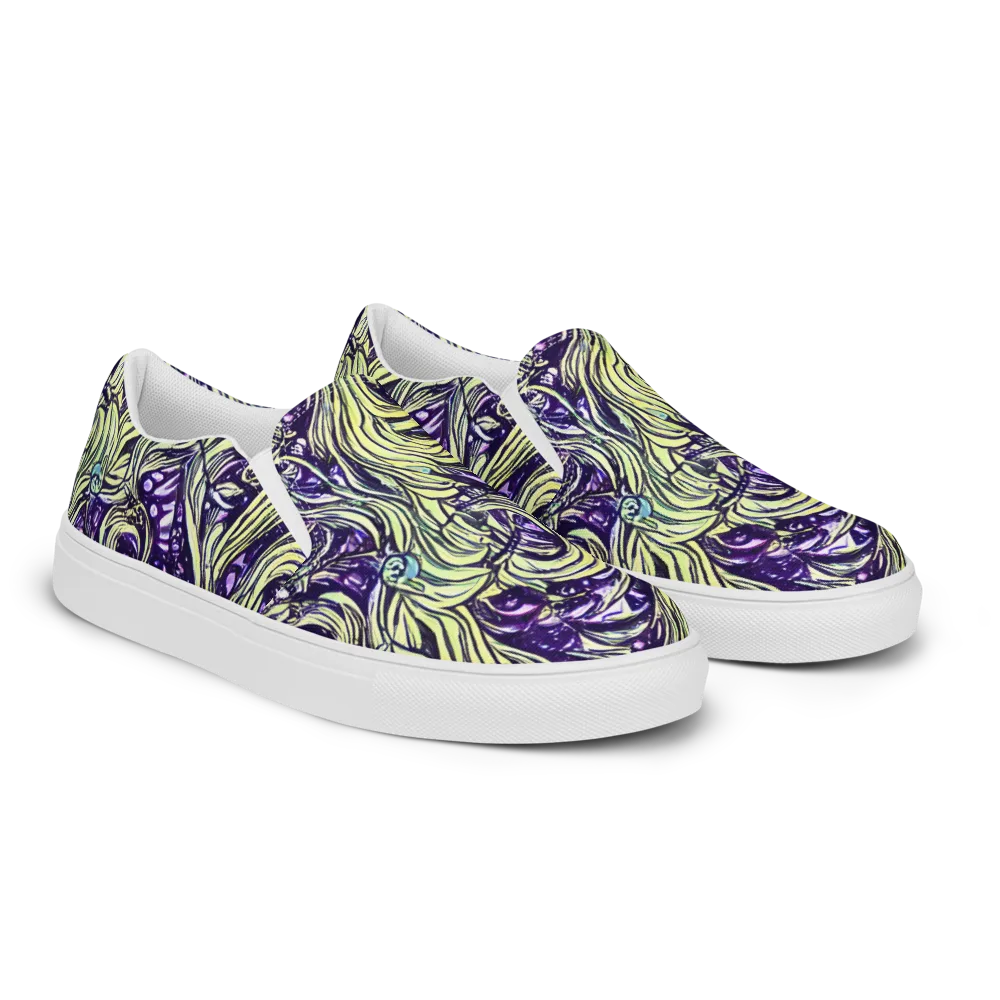 Acid Foliage on Men's Slip-On Canvas Shoes — Right Front