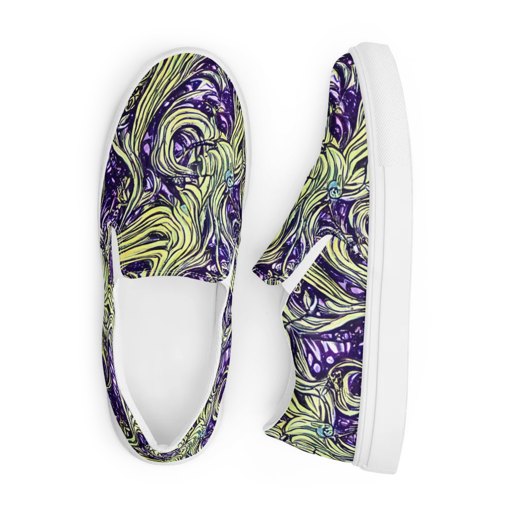 Acid Foliage on Men's Slip-On Canvas Shoes — Front