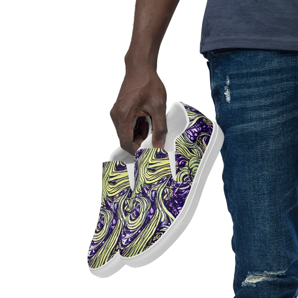 Acid Foliage on Men's Slip-On Canvas Shoes — Left Front