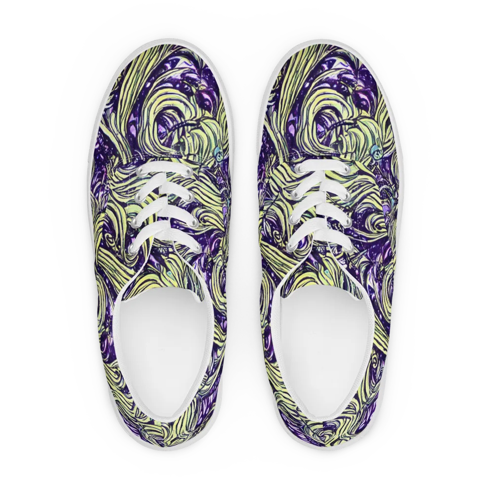 Acid Foliage on Men's Lace-Up Canvas Shoes — Front