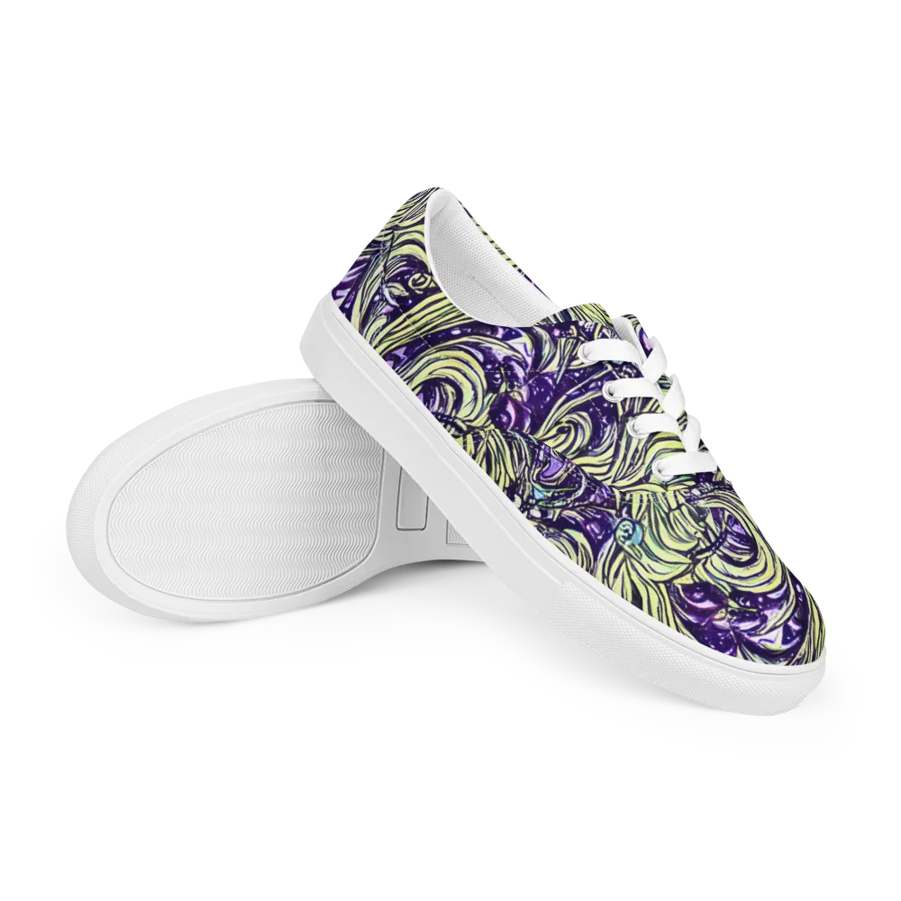 Acid Foliage on Men's Lace-Up Canvas Shoes — Right Front