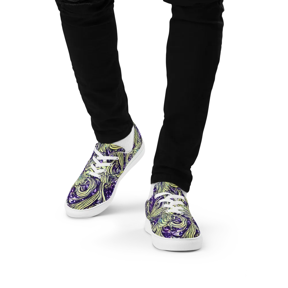Acid Foliage on Men's Lace-Up Canvas Shoes — Front