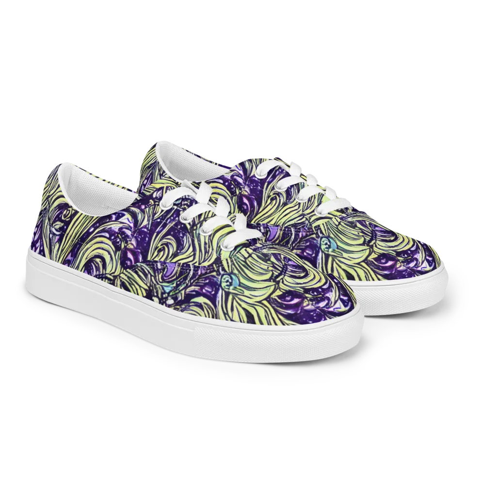 Acid Foliage on Men's Lace-Up Canvas Shoes — Right Front