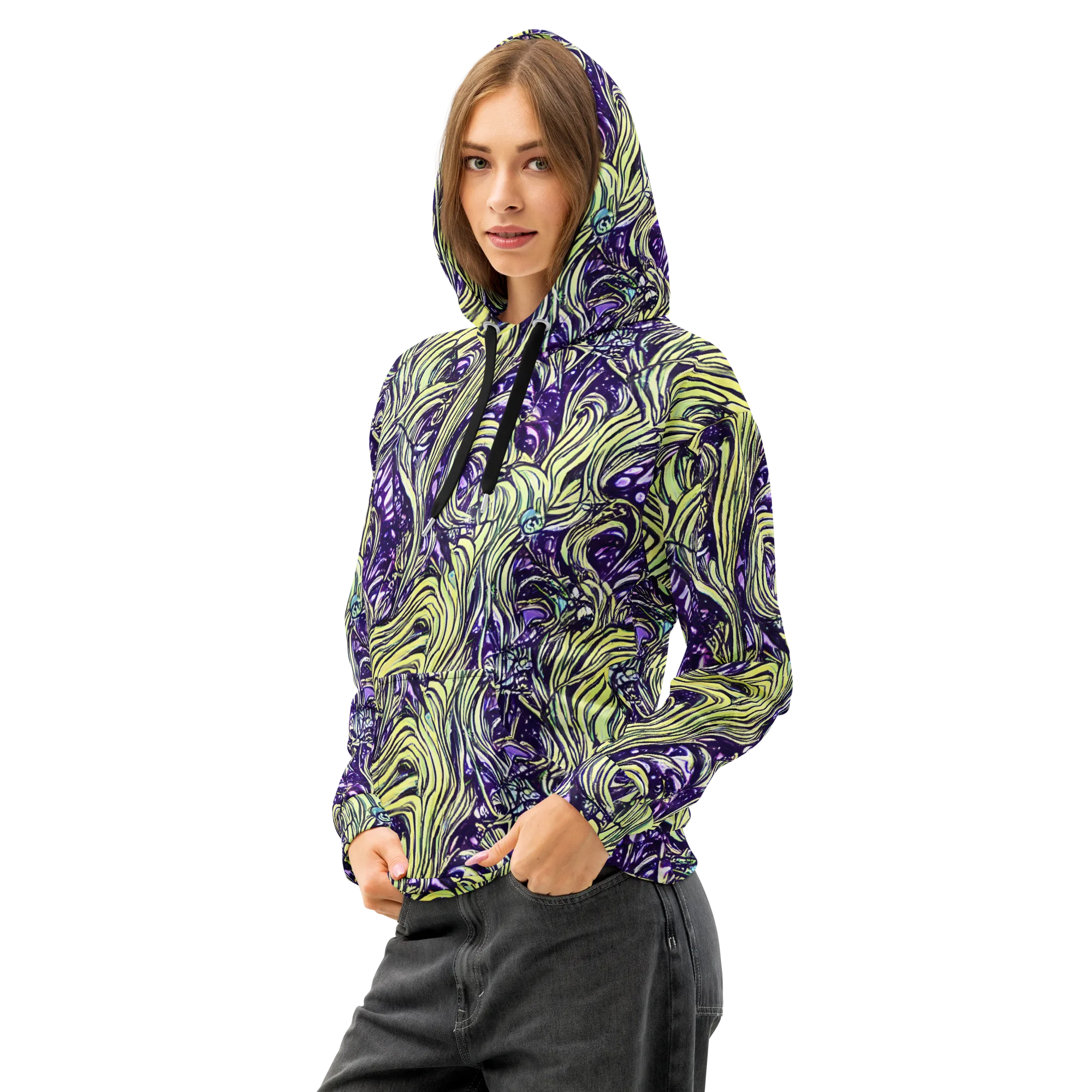 Acid Foliage on Cotton Hoodie — Left Front