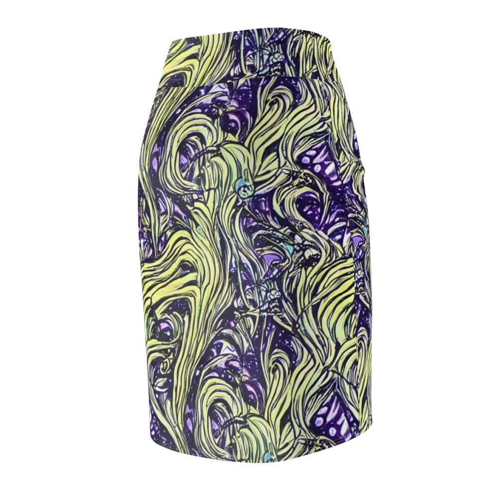 Acid Foliage on Pencil Skirt — Back Side