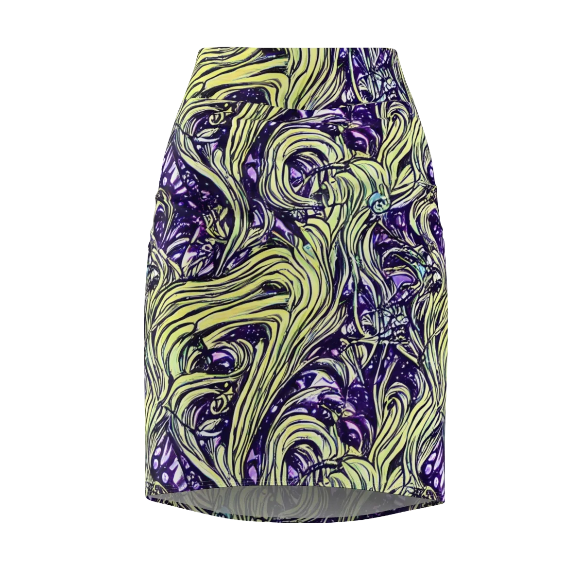 Acid Foliage on Pencil Skirt — Front