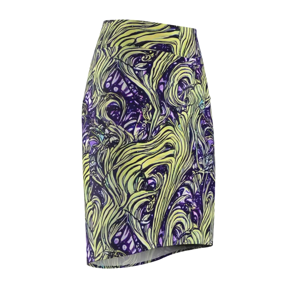 Acid Foliage on Pencil Skirt — Front Side