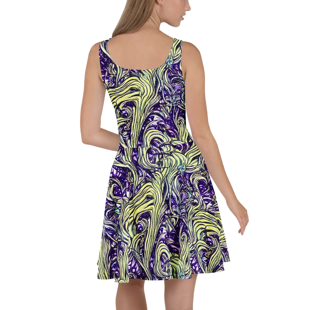 Acid Foliage on Skater Dress — Back