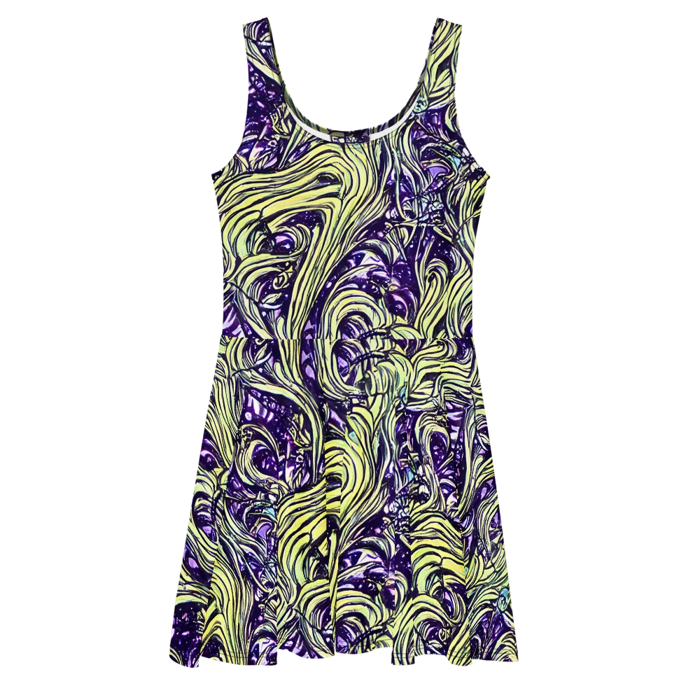Acid Foliage on Skater Dress — Front