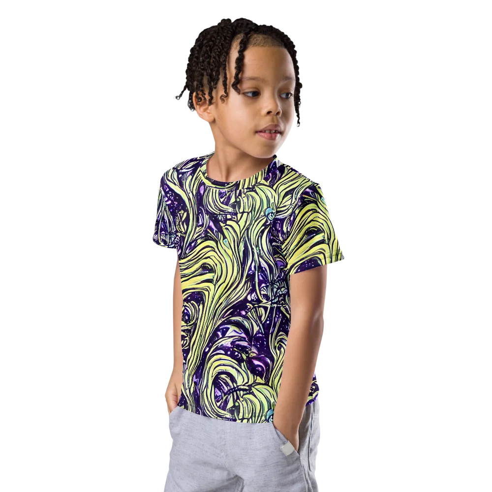 Acid Foliage on Kids Crew Neck T-Shirt — Left Front