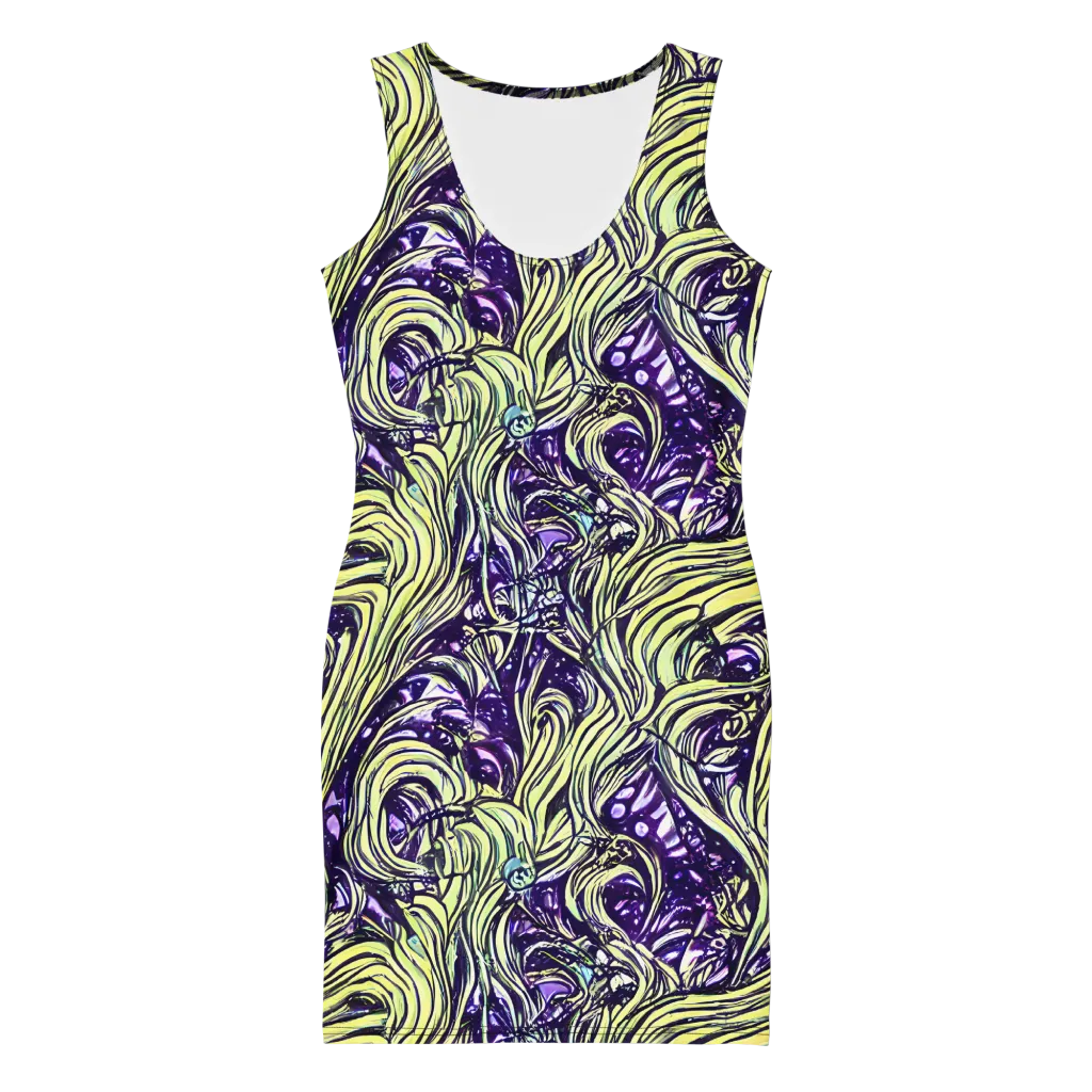 Acid Foliage on Bodycon Dress — Front
