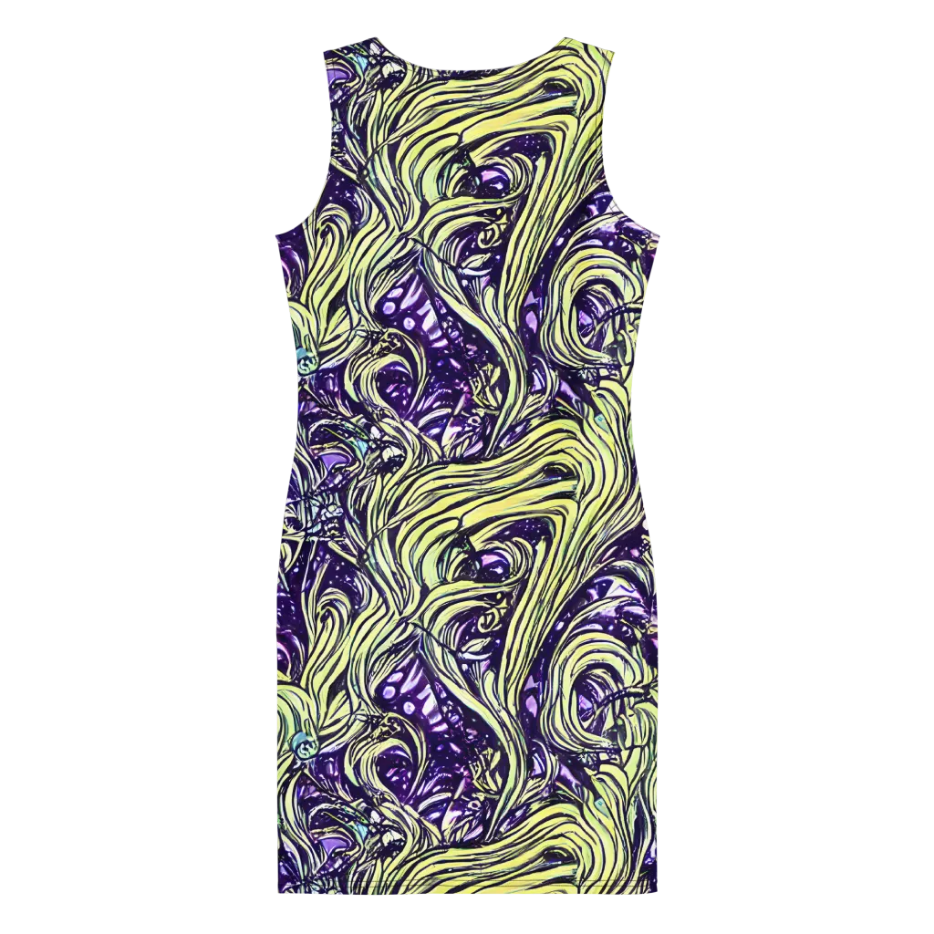 Acid Foliage on Bodycon Dress — Back