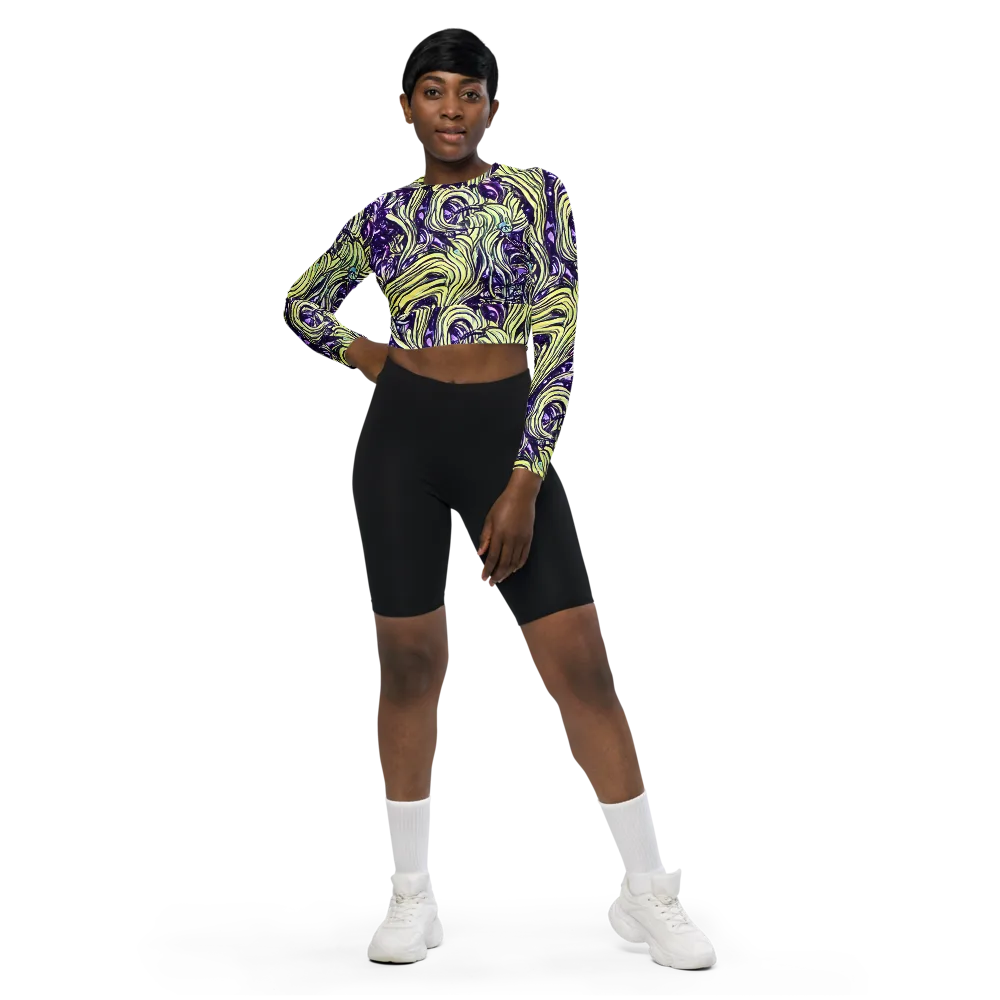 Acid Foliage on Long Sleeve Crop Top — Front