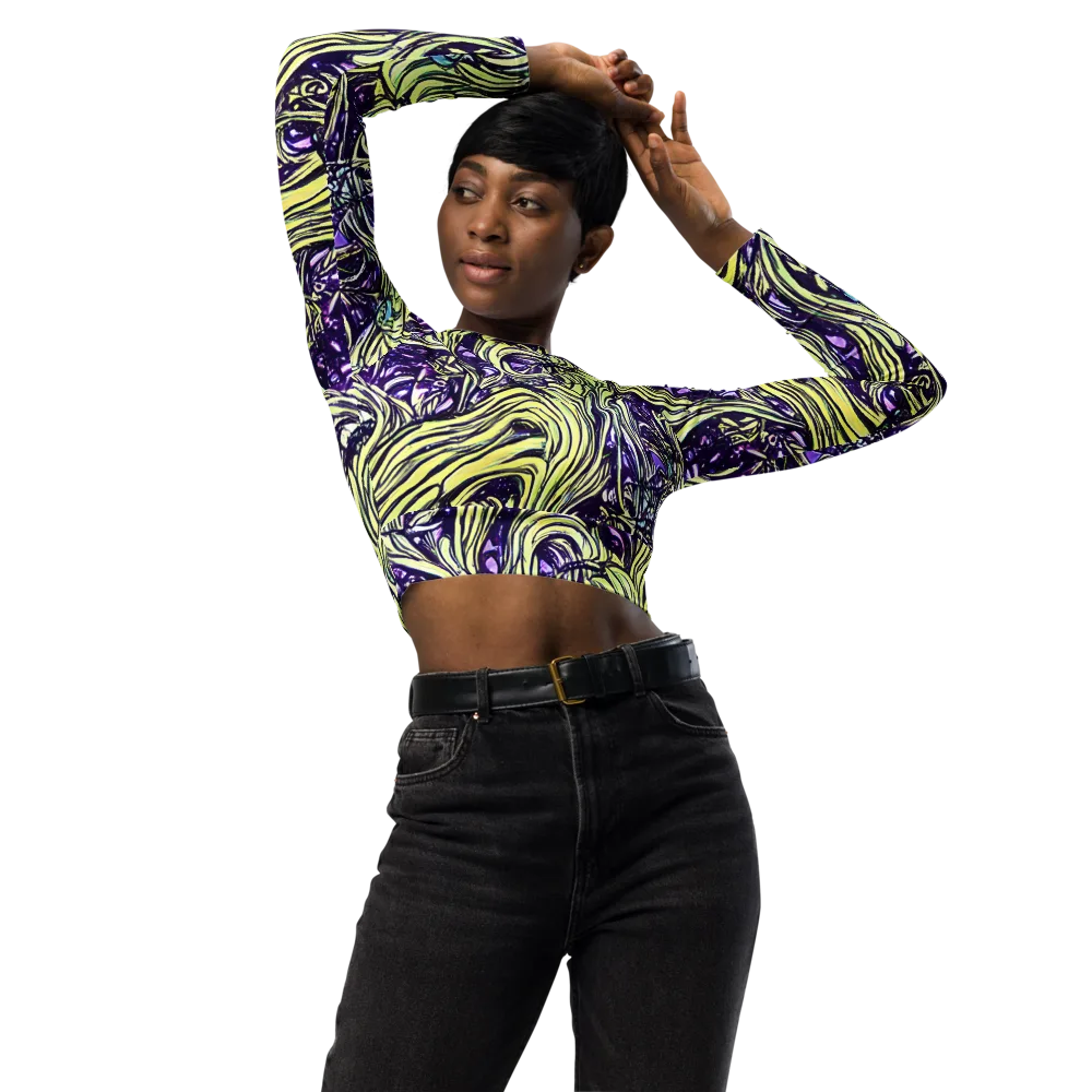 Acid Foliage on Long Sleeve Crop Top — Front