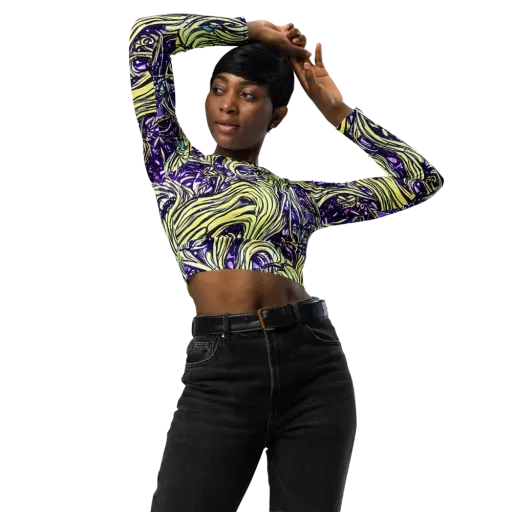 Acid Foliage on a Long Sleeve Crop Top