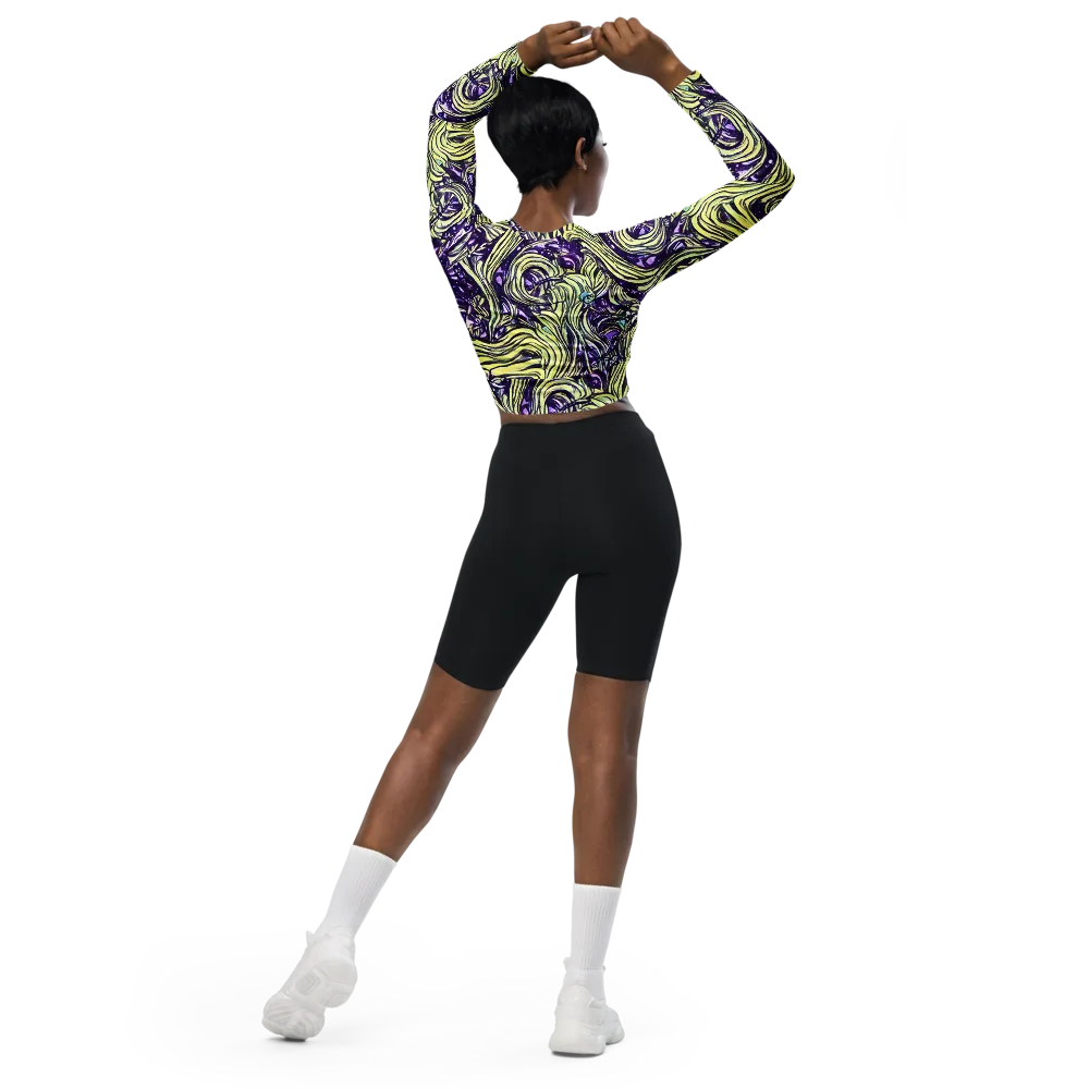 Acid Foliage on Long Sleeve Crop Top — Back