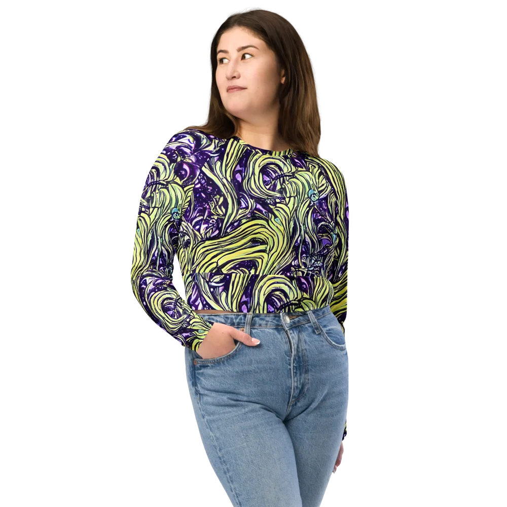 Acid Foliage on Long Sleeve Crop Top — Front