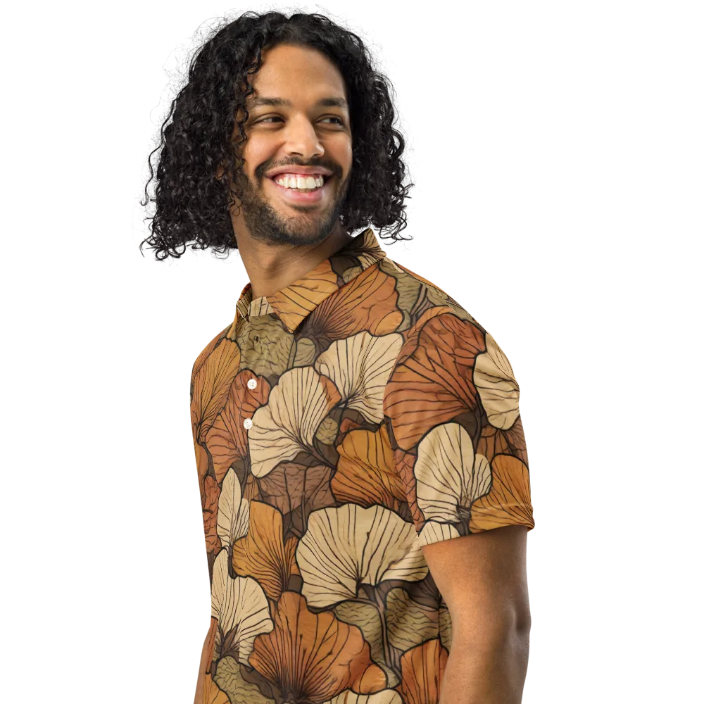 Amber Petal Atlas on Men's Slim Fit Polo Shirt — Left Front