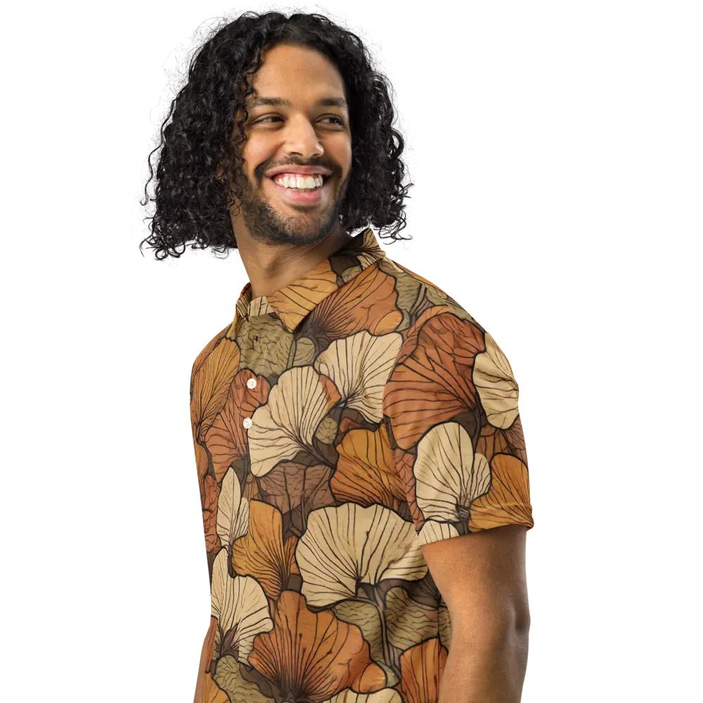 Amber Petal Atlas on Men's Slim Fit Polo Shirt — Left Front