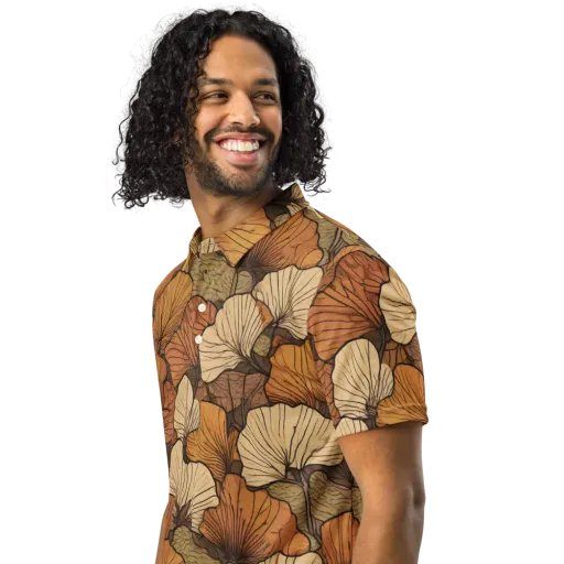 Amber Petal Atlas on a Men's Slim Fit Polo Shirt