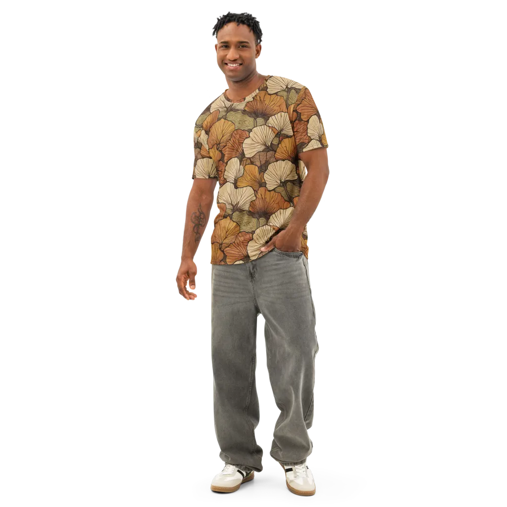 Amber Petal Atlas on Men's Cotton Crew Neck T-Shirt — Front