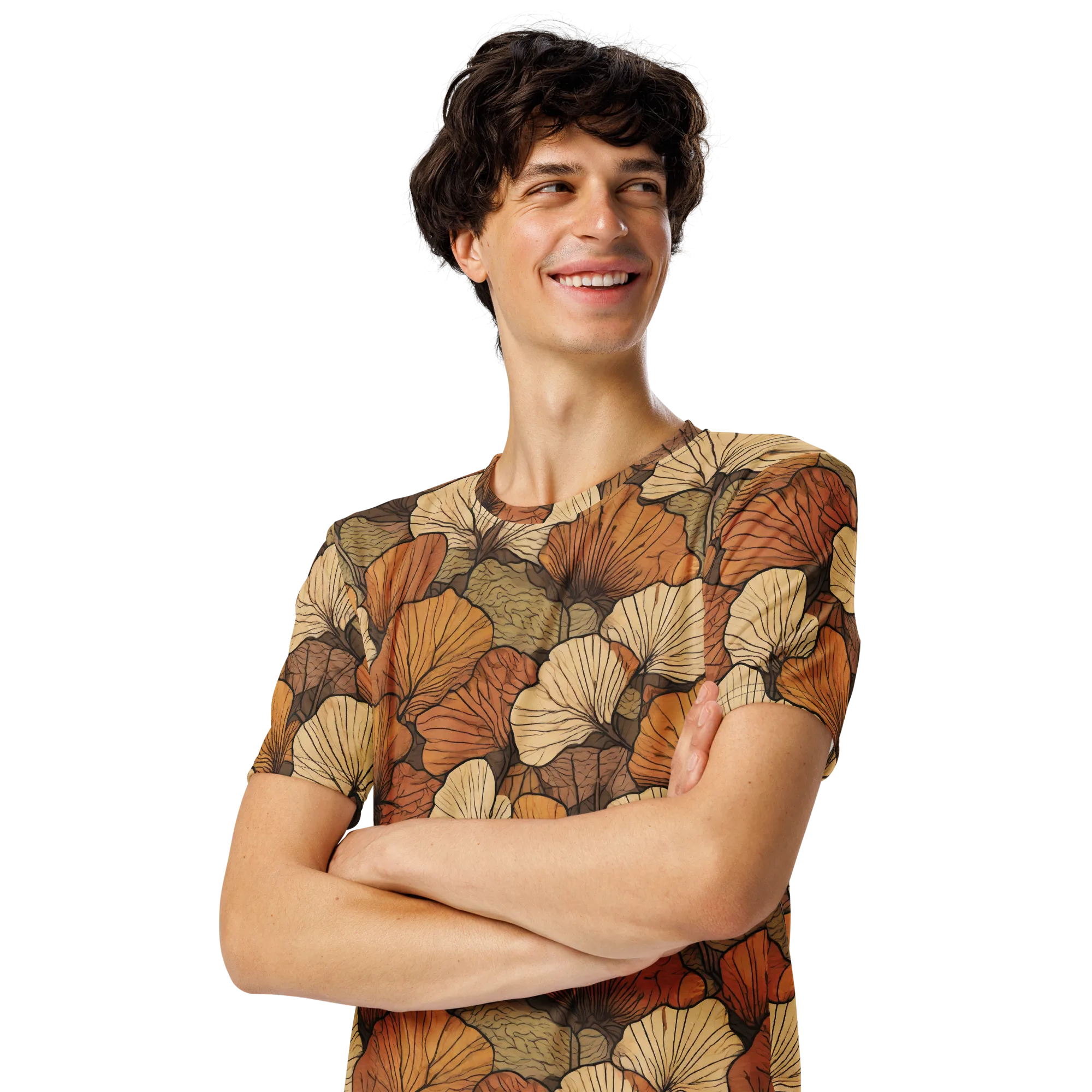 Amber Petal Atlas on Men's Crew Neck T-Shirt — Left Front