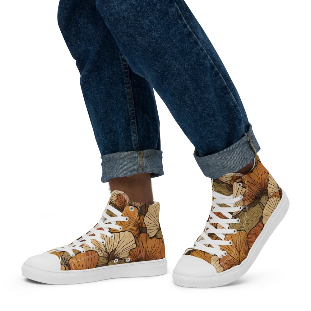 Amber Petal Atlas on Men's High Top Canvas Shoes — Left