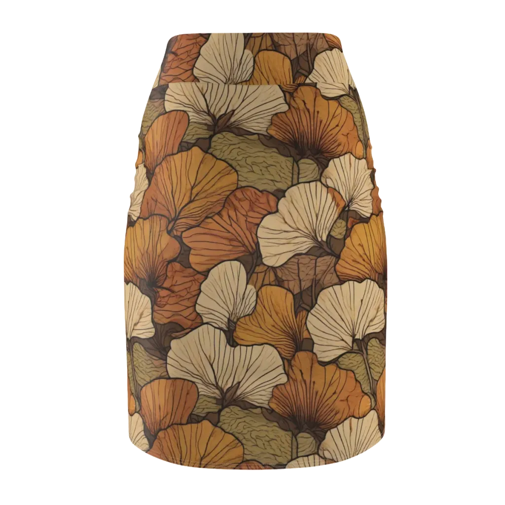 Amber Petal Atlas on Pencil Skirt — Back