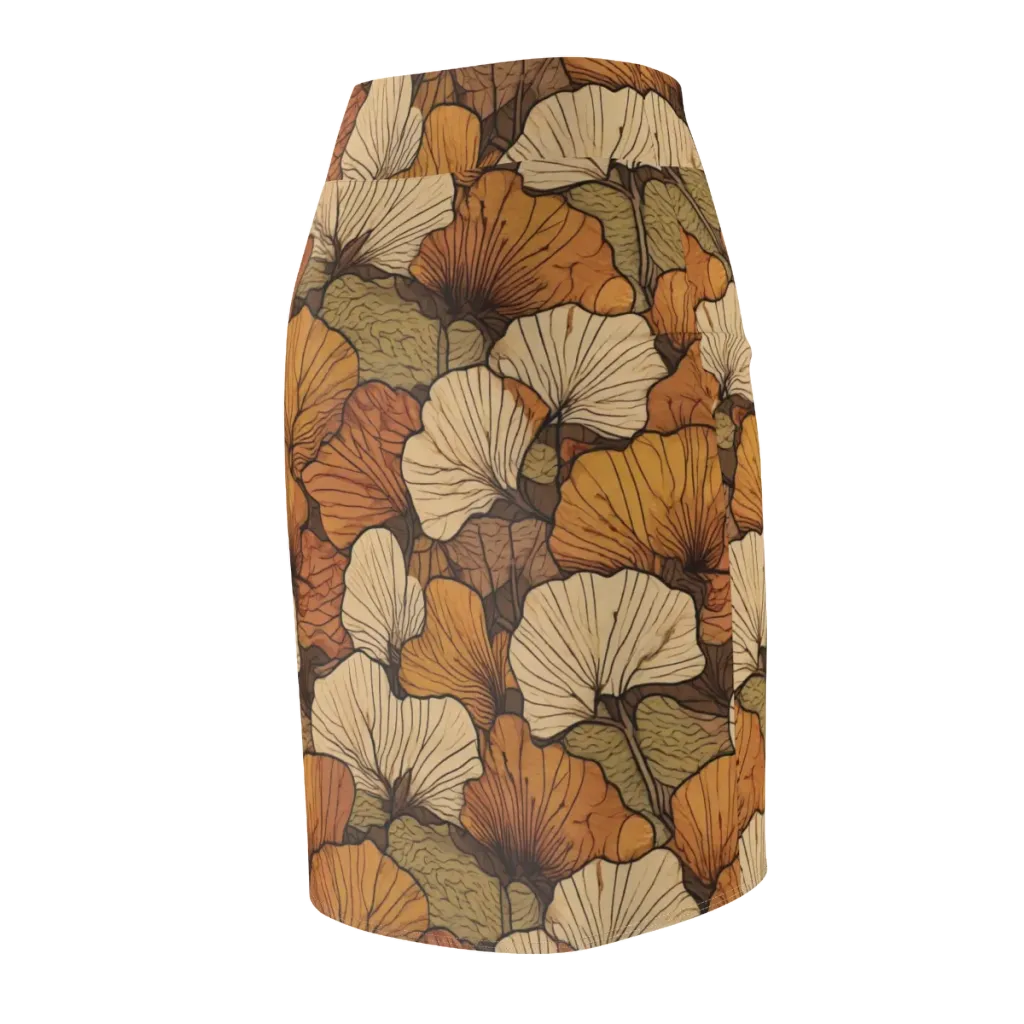 Amber Petal Atlas on Pencil Skirt — Back Side