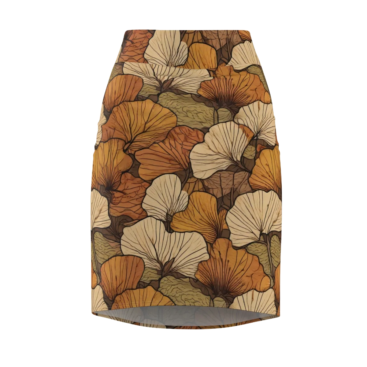 Amber Petal Atlas on Pencil Skirt — Front