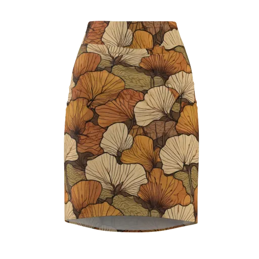 Amber Petal Atlas on a Pencil Skirt