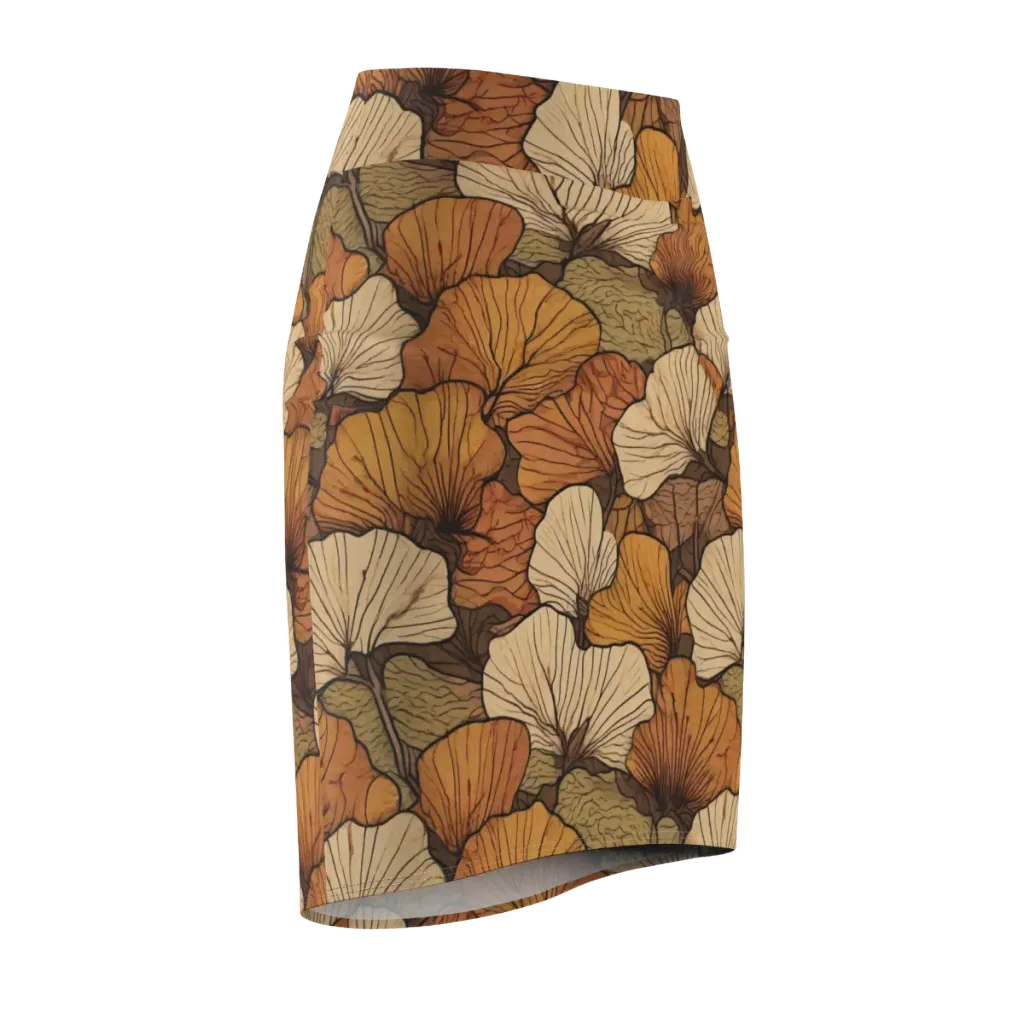 Amber Petal Atlas on Pencil Skirt — Front Side