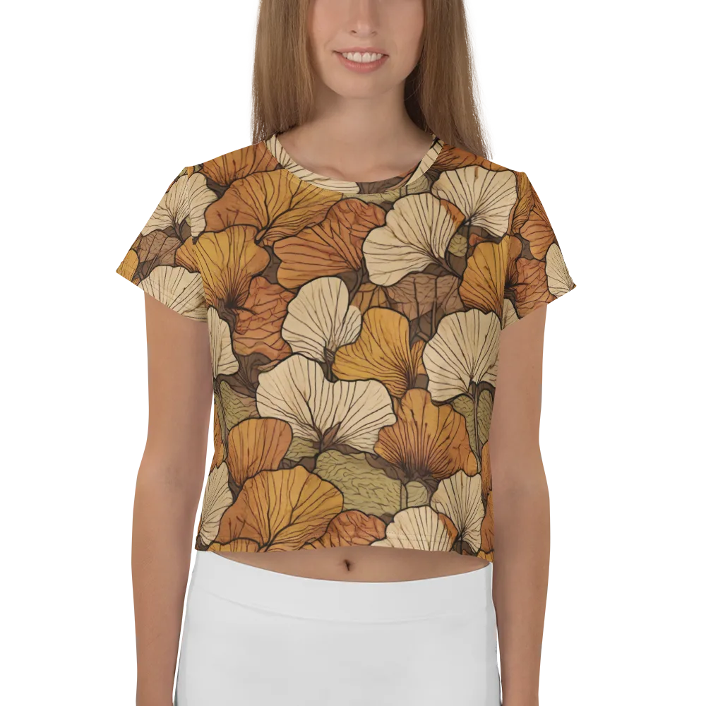 Amber Petal Atlas on Crop Tee — Front