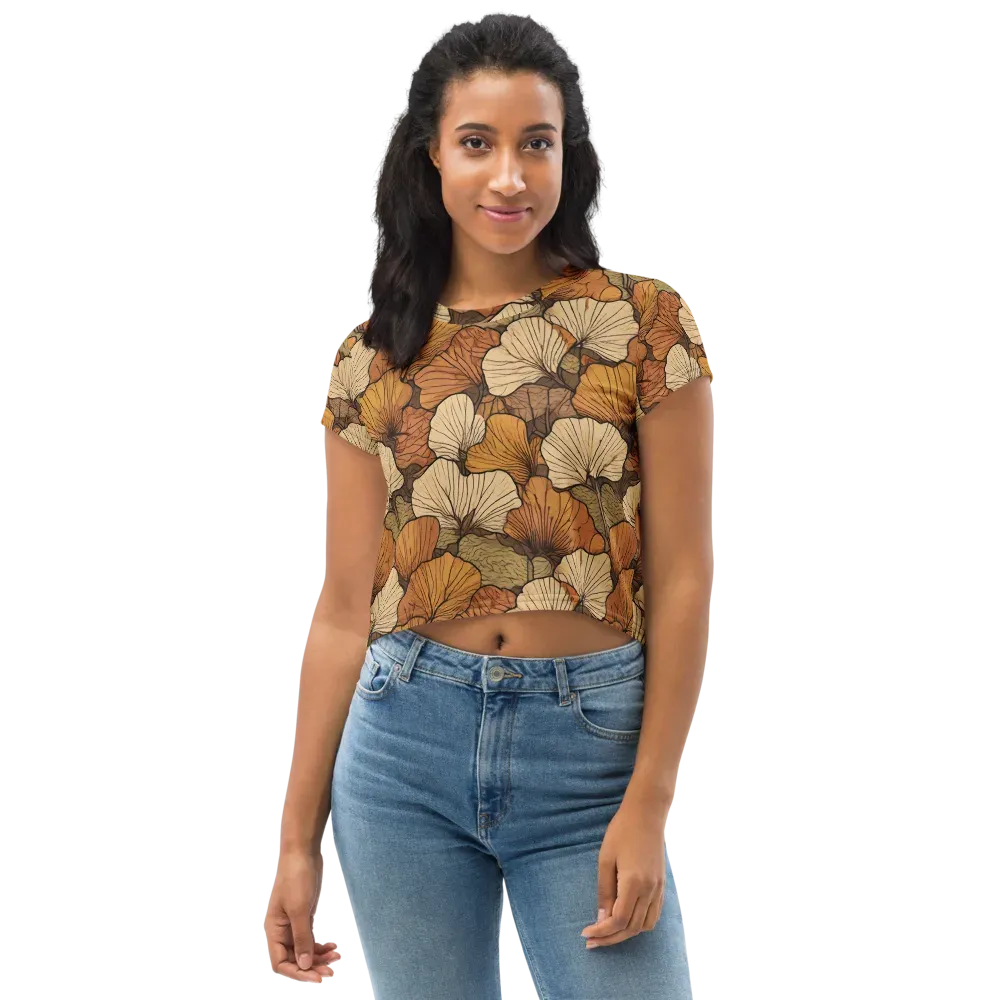 Amber Petal Atlas on Crop Tee — Front