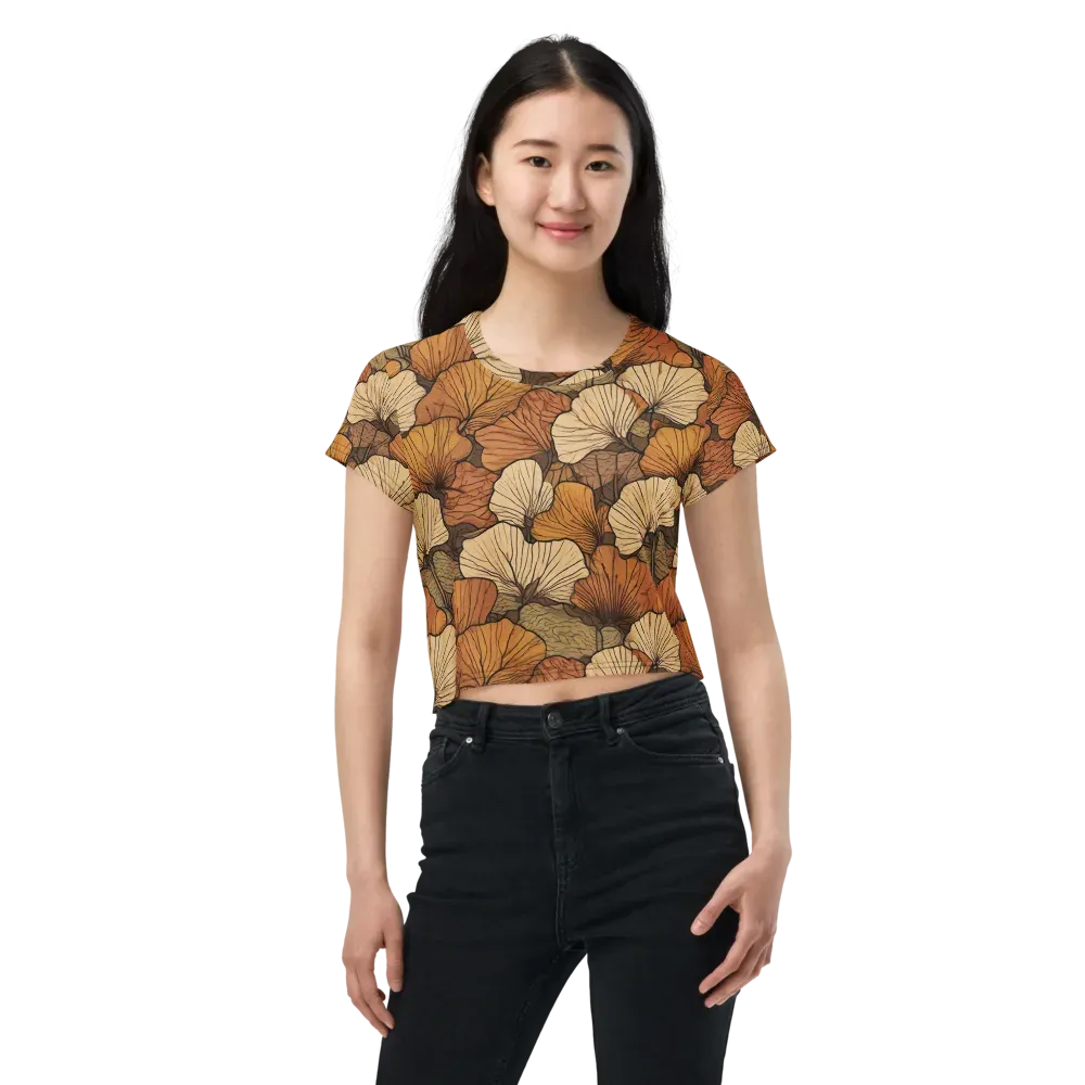 Amber Petal Atlas on Crop Tee — Front