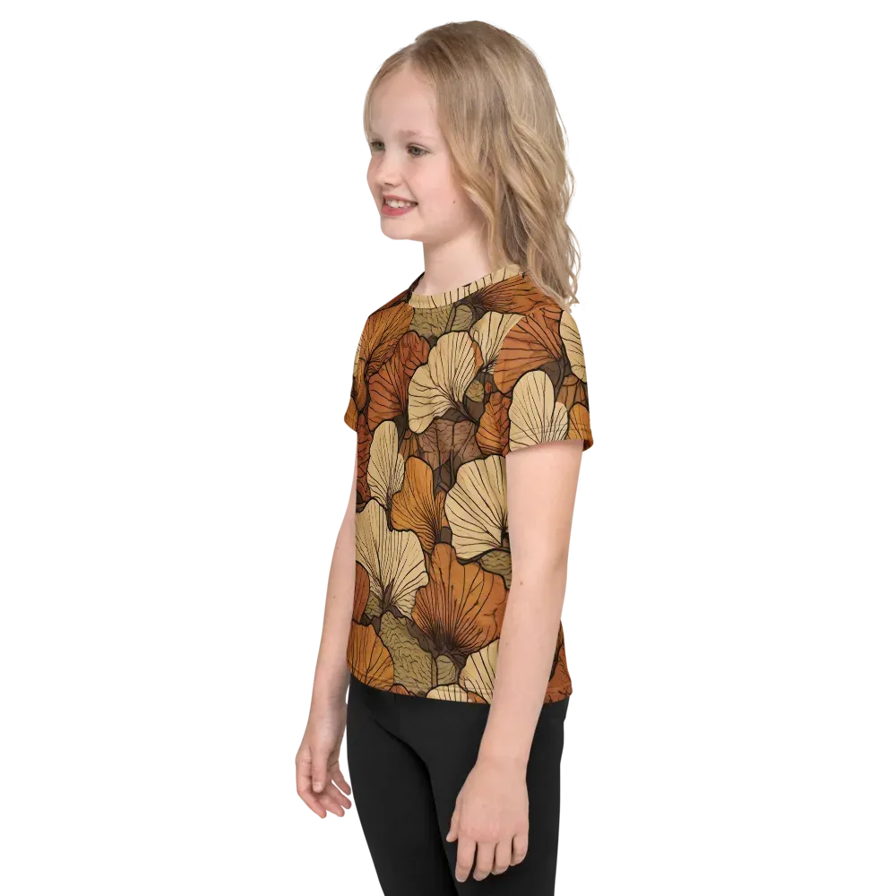 Amber Petal Atlas on Kids Crew Neck T-Shirt — Left