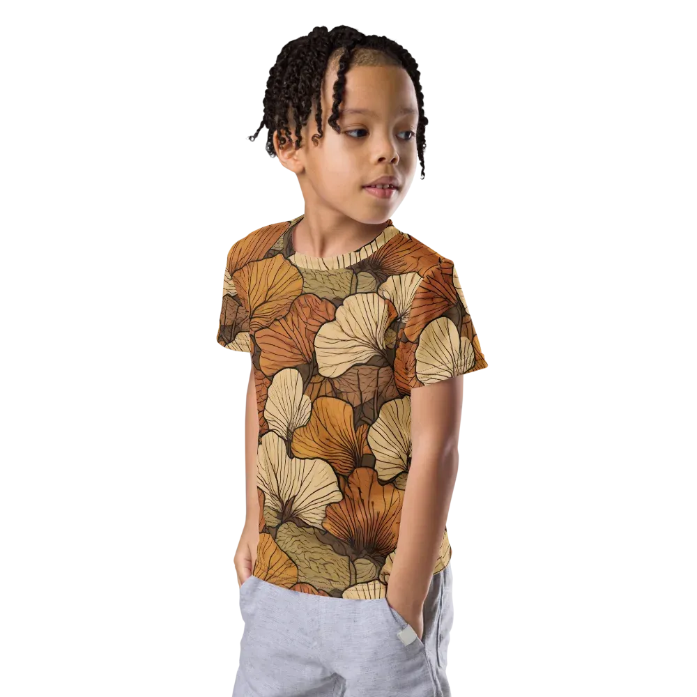 Amber Petal Atlas on Kids Crew Neck T-Shirt — Left Front