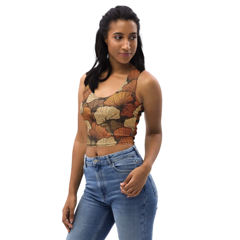 Amber Petal Atlas on Crop Top — Left Front