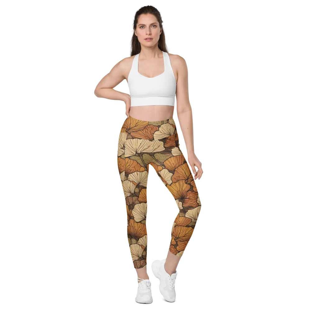 Amber Petal Atlas on Leggings with Pockets — Front