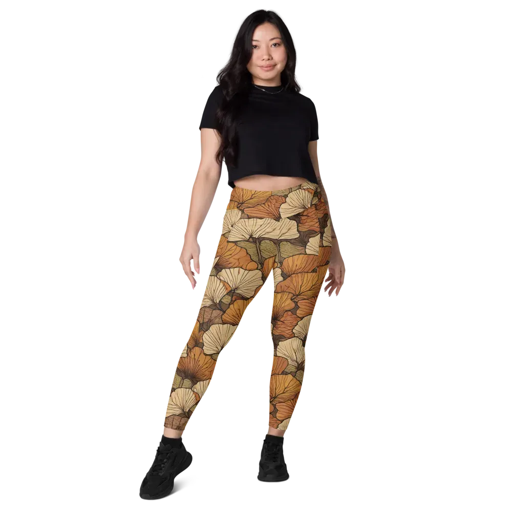 Amber Petal Atlas on Leggings with Pockets — Front