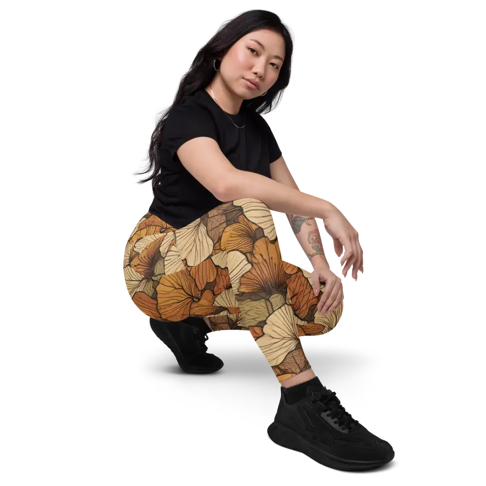 Amber Petal Atlas on Leggings with Pockets — Right Front