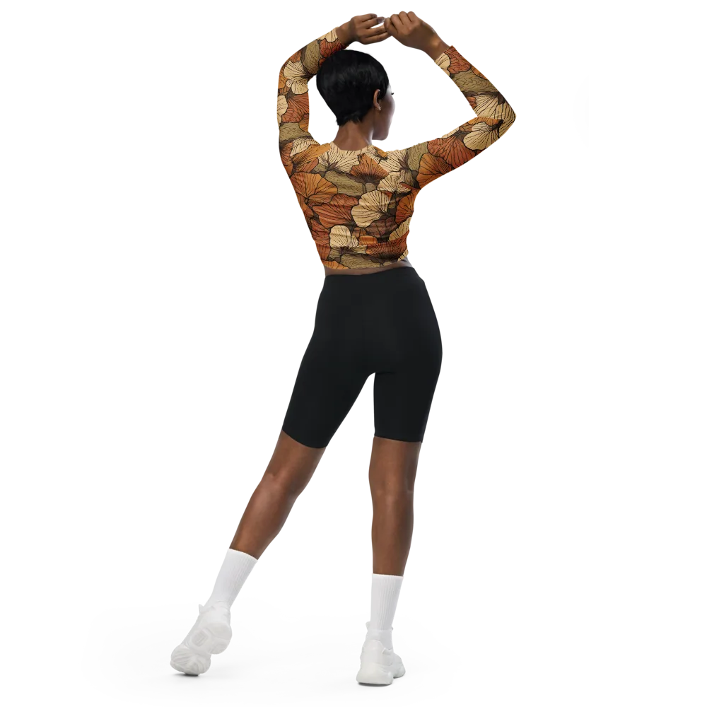 Amber Petal Atlas on Long Sleeve Crop Top — Back