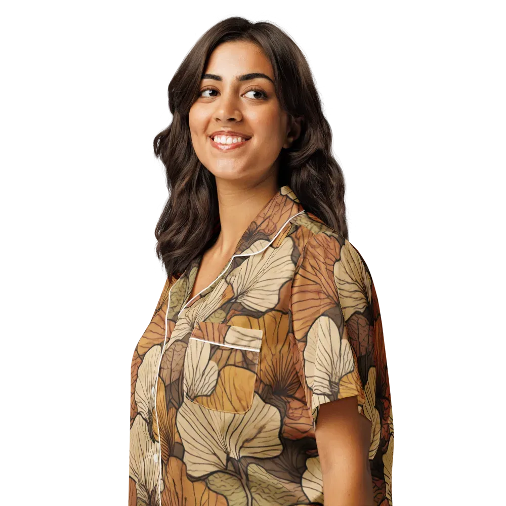 Amber Petal Atlas on Women's Short Sleeve Pajama Top — Left Front