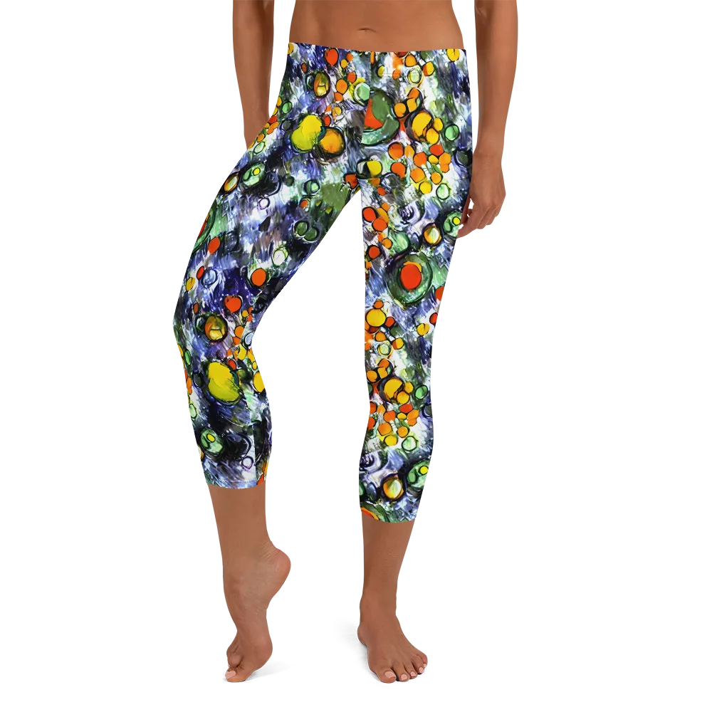 Neon Still Life on Capri Leggings — Front