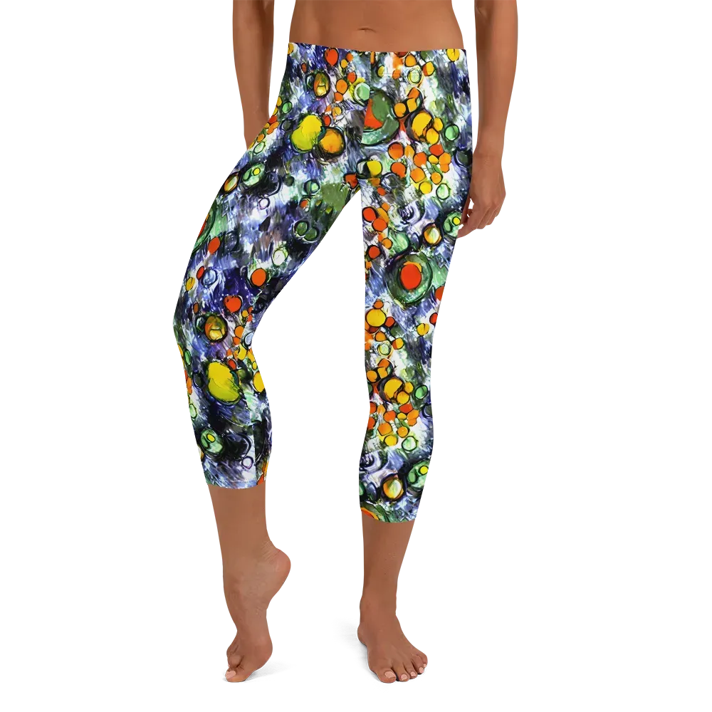 Neon Still Life on Capri Leggings — Front