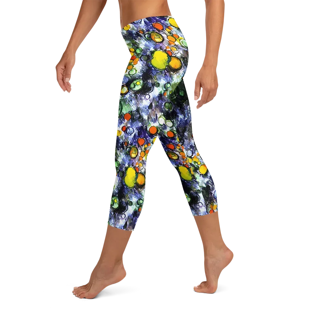 Neon Still Life on Capri Leggings — Left